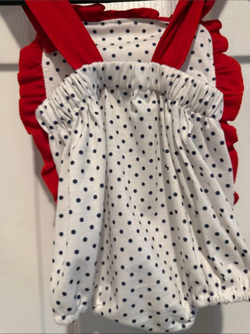 Patriotic Red & White Polka Dot Cupcake One-Piece Bodysuit for Kids